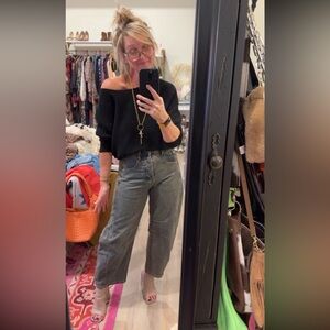 DAVI & DANI Black/Gray Wide Leg Barrel Jeans